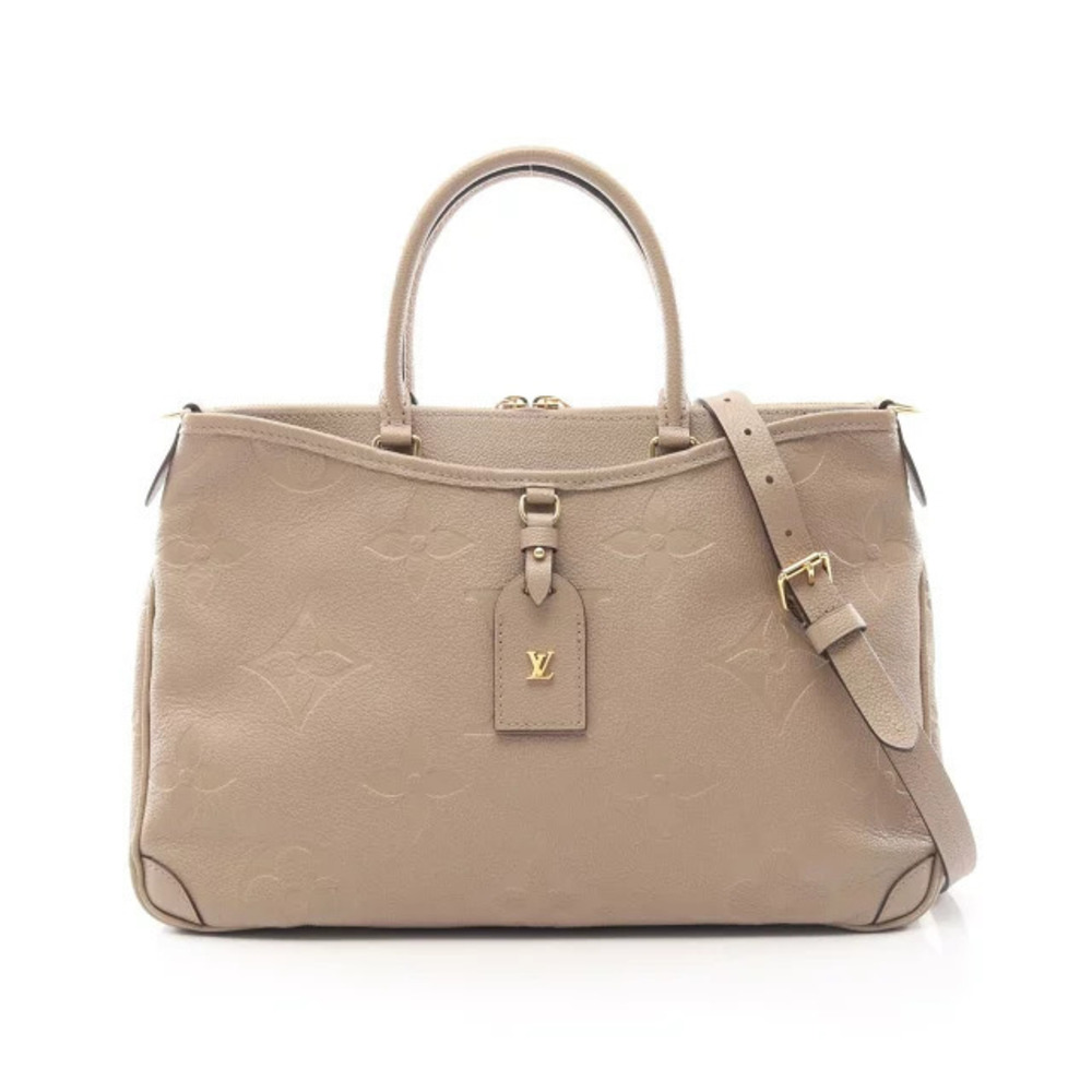 Louis Vuitton Trianon Handbag Leather Monogram Empreinte Beige Cream